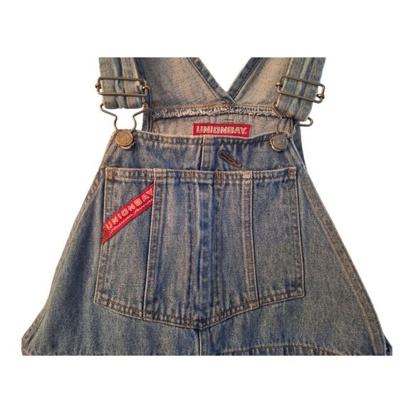 Vintage UnionBay Overalls Blue Jean Denim sz M Paint Spatter Unisex Union Bay - Picture 2 of 15